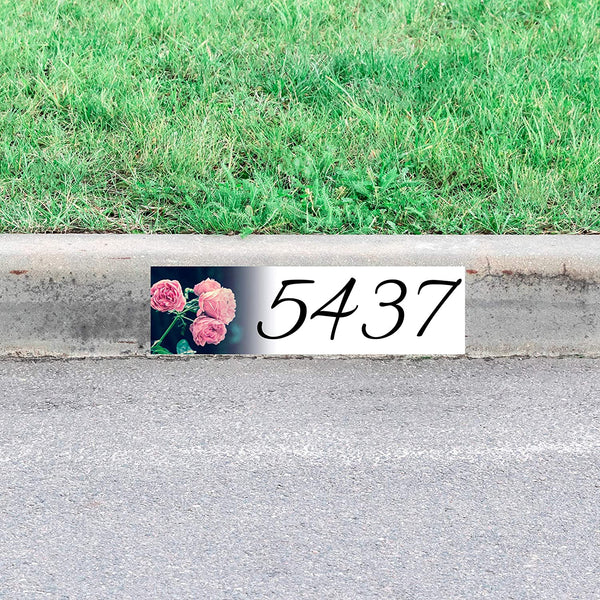 VWAQ Rose Curb Decal Custom Street Number Sticker Curbside Address Flower Decor - PCCD23