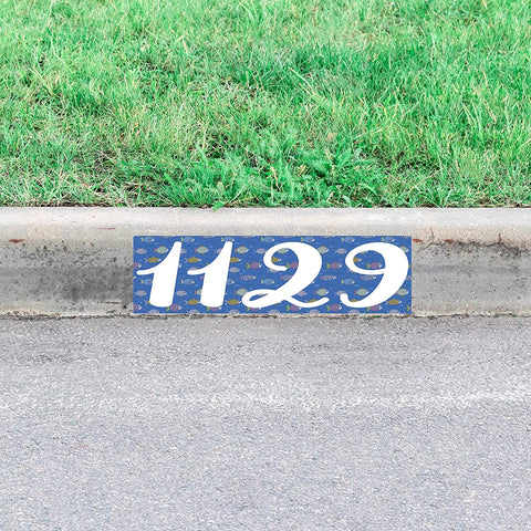 VWAQ Fish Curb Decal Custom Street Numbers Sticker Personalized Curbside Home Address Ocean Decor - PCCD27