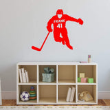 Hockey Player Wall Decal with Personalized Name VWAQ - CS41