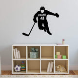 Hockey Player Wall Decal with Personalized Name VWAQ - CS41