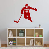Hockey Player Wall Decal with Personalized Name VWAQ - CS41