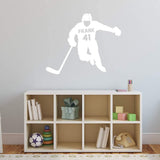 Hockey Player Wall Decal with Personalized Name VWAQ - CS41