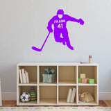 Hockey Player Wall Decal with Personalized Name VWAQ - CS41