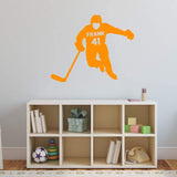Hockey Player Wall Decal with Personalized Name VWAQ - CS41