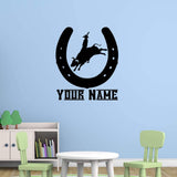 VWAQ Cowboy Rodeo Wall Decal with Personalized Name CS45