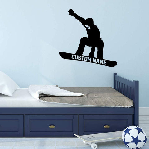 VWAQ Snowboarder Wall Decal with Personalized Name - CS46