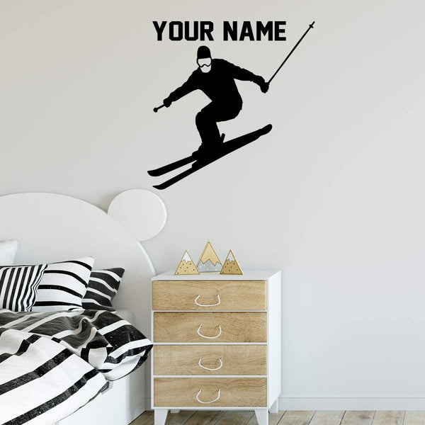 VWAQ Skiing Wall Decal with Personalized Name - CS47