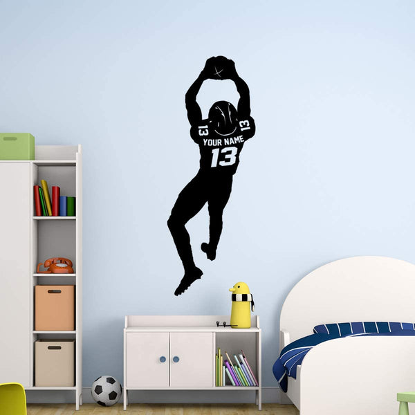 VWAQ Football Player Wall Decal with Personalized Name - CS48