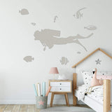 Scuba Diver Wall Decal Ocean Theme Decor VWAQ - V1