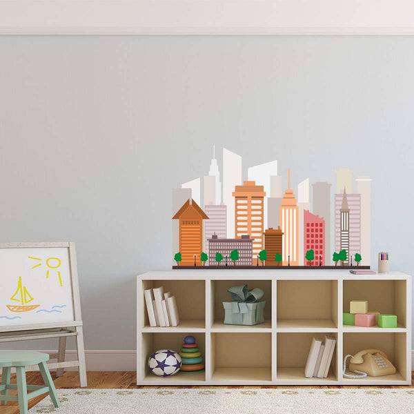 VWAQ Cityscape Wall Mural Peel and Stick Skyline Decal  - NA23