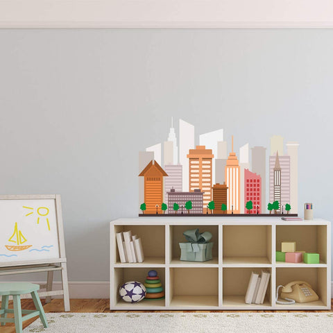 VWAQ Cityscape Wall Mural Peel and Stick Skyline Decal  - NA23