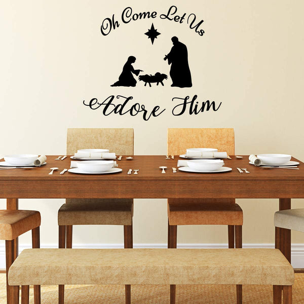VWAQ Oh Come Let Us Adore Him Nativity Scene Wall Decal