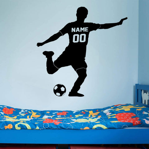 VWAQ Personalized Name Boys Soccer Player Vinyl Wall Decal Custom Sports Decor Sticker - TTC27