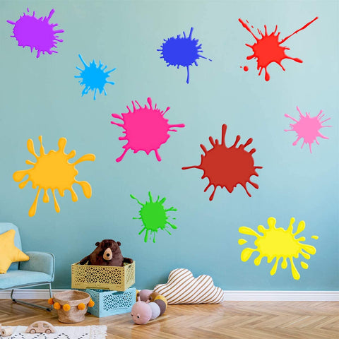VWAQ Paint Splatter Wall Decals Splotches Stickers Color Splash Art Peel and Stick Removable - 10 PCS - PAS42