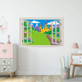 VWAQ - Castle Window Decal Wall Sticker Kids Room 3D Mural Peel and Stick - NWT22