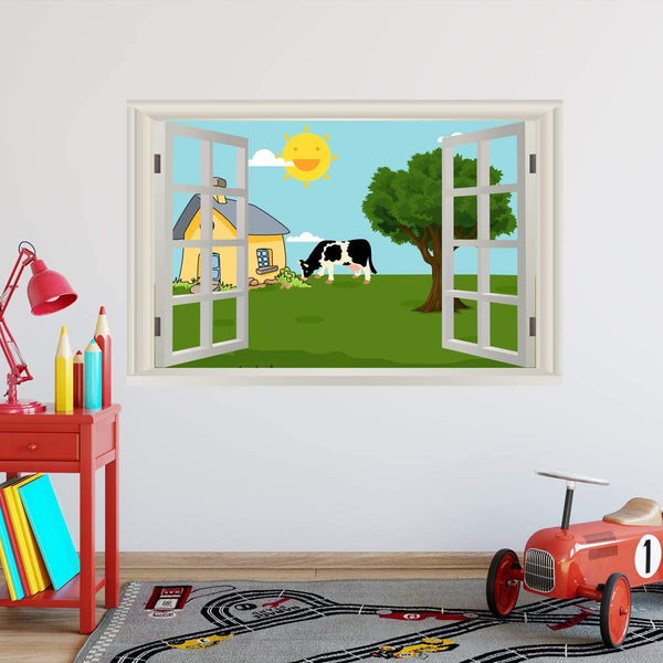 VWAQ - Kids Farm Wall Decal Window Sticker Nursery Murals Peel and Stick Barn - NWT23