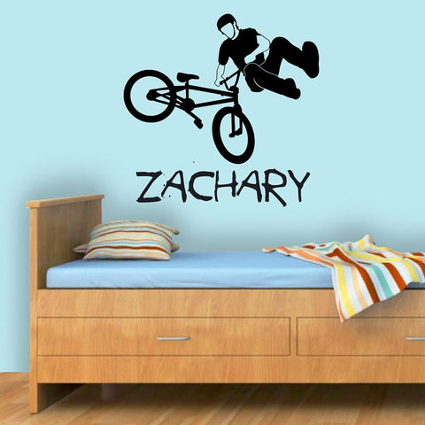 VWAQ BMX Customized Wall Decal Extreme Sports Personalized Kids Room Name - CS60