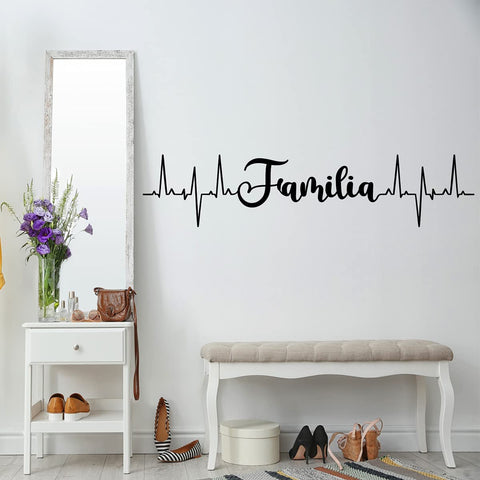 VWAQ Familia Heartbeat Line Family Decal Spanish Home Decor