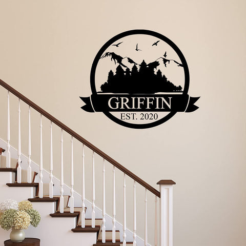 VWAQ Custom Family Name Wall Decal Nature Home Decor - CS64