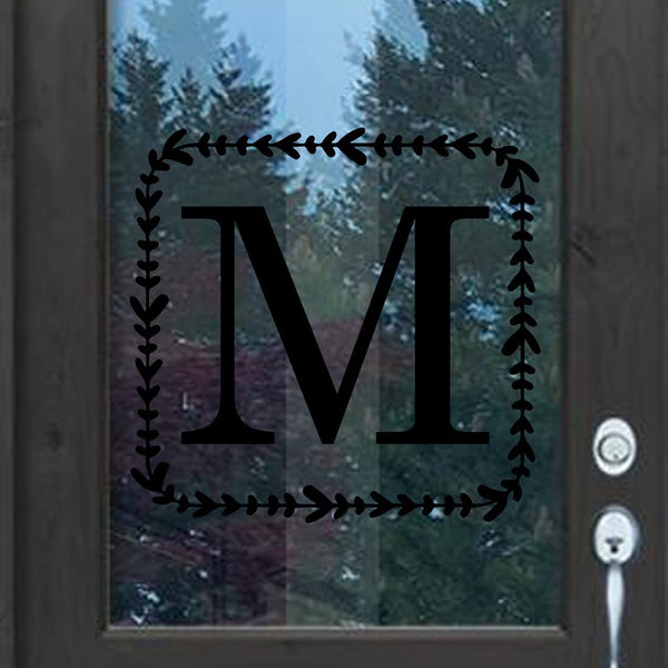 VWAQ Personalized Custom Name Initial Letter Family Last Name Wall Decal Sticker Customized Front Door Wreath Decal Sign Monogram Vinyl Stencil Lettering Home Decor - CS69