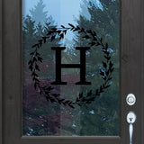 VWAQ Custom Personalized Last Name Initial Letter Wall Decal Sticker Customized Front Door Vinyl Stencil Lettering Wreath Decal Family Name Monogram Sign - CS72