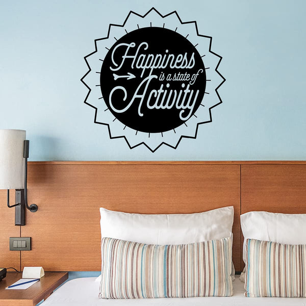 VWAQ Happiness is a State of Activity Wall Decal Inspirational Attitude Quote Motivational Classroom Wall Art Stickers