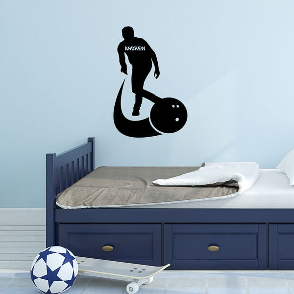VWAQ Personalized Bowler Name Wall Art Bowling Decal - CS73
