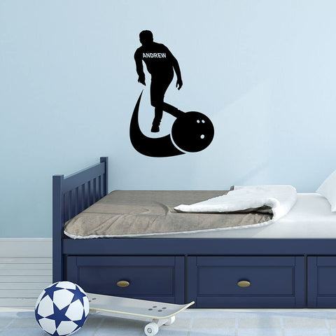 VWAQ Personalized Bowler Name Wall Art Bowling Decal - CS73
