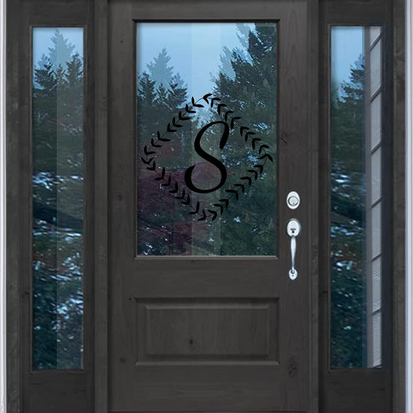 VWAQ Custom Name Front Door Wreath Decal Personalized Last Name Letter Diamond Wall Sticker Customized Sign Decor Family Name Monogram Vinyl Stencil - CS76