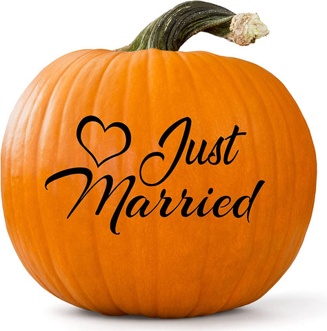 VWAQ Just Married Decal for Pumpkin Home Curb Appeal Decoration Wedding Decor Gift Sign Art Decor