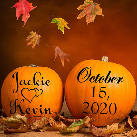 VWAQ Personalized Wedding Vinyl Decals for Pumpkin Wedding Decor Stickers Curb Appeal Gift Sign Decor - CS78