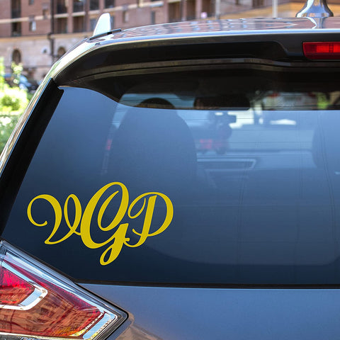 VWAQ Custom Monogram Car Window Decal Personalized Vehicle Vinyl Sticker - CVD2