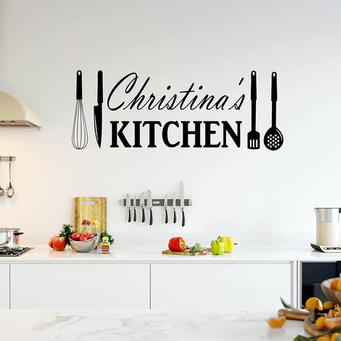 VWAQ Custom Kitchen Wall Decal Personalized Name Home Decor Vinyl Sticker - CS79 