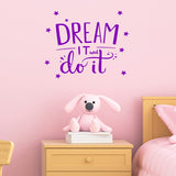 VWAQ Dream It and Do It Wall Decal Inspirational Wall Quote Sayings Motivational Classroom Wall Art Stickers Bedroom Decor