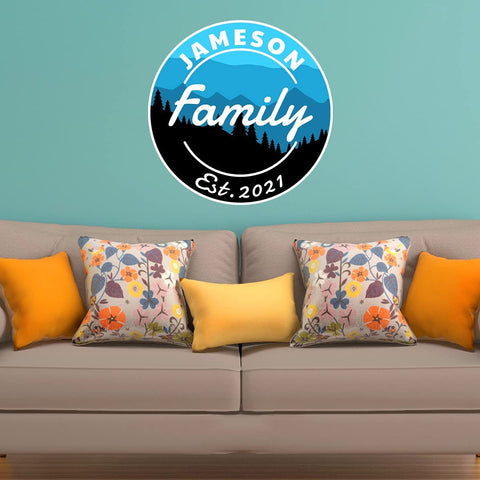 VWAQ Custom Family Name Peel and Stick Wall Decal - Personalized Nature Decorations for Home - NS11