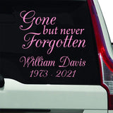 Gone But Never Forgotten Custom Vinyl Decals for Cars VWAQ - CVD5