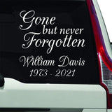 Gone But Never Forgotten Custom Vinyl Decals for Cars VWAQ - CVD5