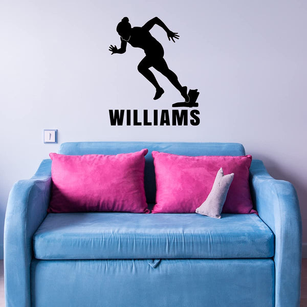 VWAQ Personalized Womens Track Runner Wall Decal Customized Kids Room Decor - CS82
