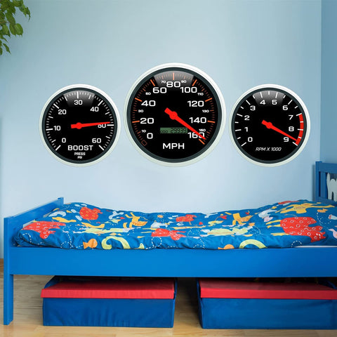 VWAQ Speedometer Wall Decals Peel and Stick Kids Car Sticker Decor - 3 PCS - PAS44