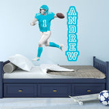 Custom Wall Decals - Quarterback Name Football Player Left Handed VWAQ - HOL54L