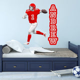 Custom Wall Decals - Quarterback Name Football Player Left Handed VWAQ - HOL54L