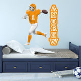 Custom Wall Decals - Quarterback Name Football Player Left Handed VWAQ - HOL54L