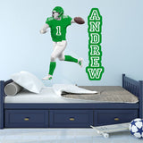 Custom Wall Decals - Quarterback Name Football Player Left Handed VWAQ - HOL54L
