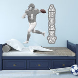 Custom Wall Decals - Quarterback Name Football Player Left Handed VWAQ - HOL54L