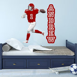 Custom Wall Decals - Quarterback Name Football Player Left Handed VWAQ - HOL54L