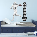 Custom Wall Decals - Quarterback Name Football Player Left Handed VWAQ - HOL54L