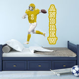 Custom Wall Decals - Quarterback Name Football Player Left Handed VWAQ - HOL54L