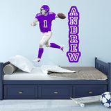 Custom Wall Decals - Quarterback Name Football Player Left Handed VWAQ - HOL54L