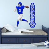 Custom Wall Decals - Quarterback Name Football Player Left Handed VWAQ - HOL54L
