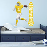 Custom Wall Decals - Quarterback Name Football Player Left Handed VWAQ - HOL54L